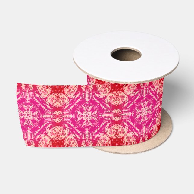 Weich rosa Abstraktes Mandala-Muster Satinband (Spule)