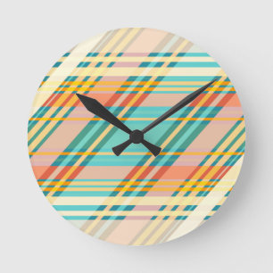 Weich rosa Aquamarine Pasteten Abstrakt geometrisc Runde Wanduhr
