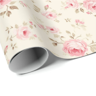 Weich rosa bemalte Rosen Geschenkpapier
