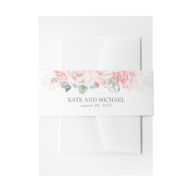 Weich rosa Blume Elegante Hochzeit Einladungsbanderole (Vorderseite Beispiel)