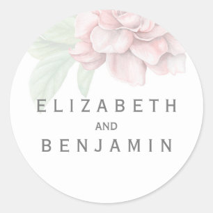 Weich rosa Blume Elegante Weiße Hochzeit Runder Aufkleber