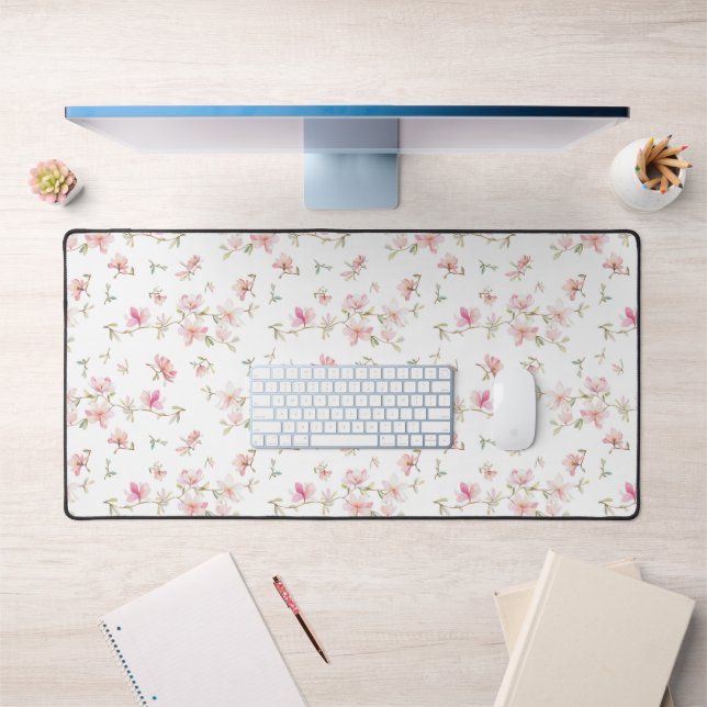 Weich rosa Blume Schreibtischunterlage (Büro 1)