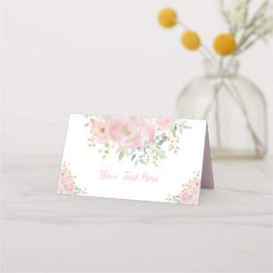 Weich rosa Blumengrün mit Blumenmotiven Platzkarte