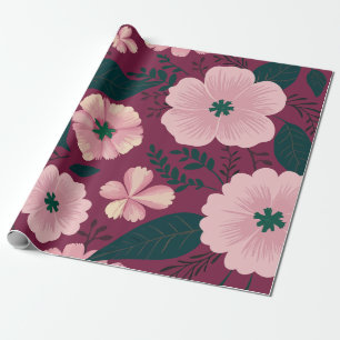 Weich rosa Blüte im Hintergrund des Deep Maroon Geschenkpapier
