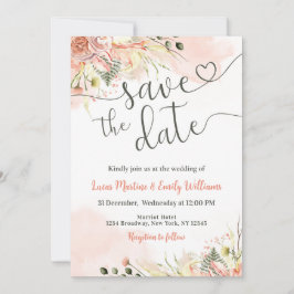 Weich rosa Blütenblume Hochzeit Speichern Sie die  Einladung