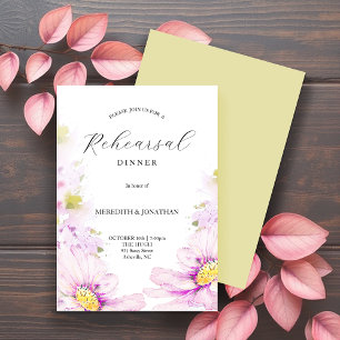 Weich rosa Botanisches Hochzeitessen Probe Einladung