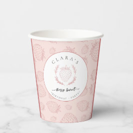 Weich rosa Erdbeermuster Geburtstag Pappbecher