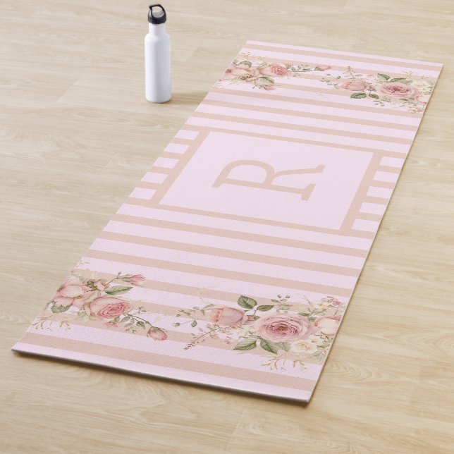Weich rosa gestreift mit Blumen Yogamatte (Beispiel)