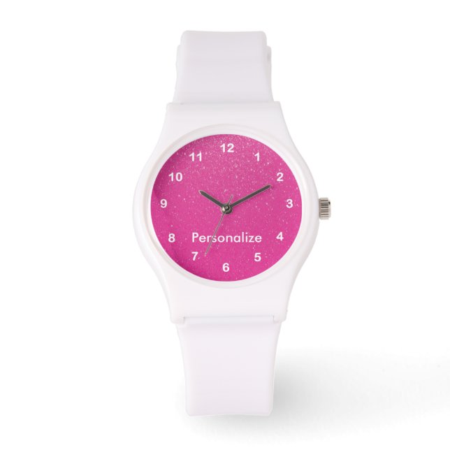 Weich rosa Glitzer drucken Armbanduhr (Vorderseite)
