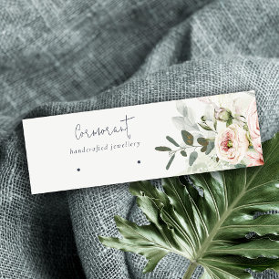 Weich rosa grüner Peony Floral Ohrring Holder Mini Visitenkarte
