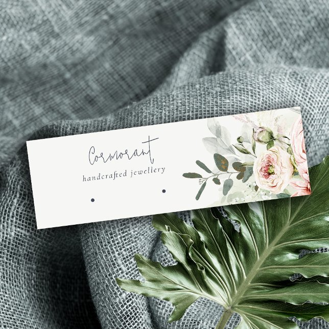 Weich rosa grüner Peony Floral Ohrring Holder Mini Visitenkarte (Von Creator hochgeladen)