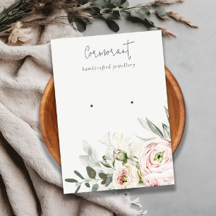 Weich rosa grüner Peony Floral Ohrring Holder Visitenkarte
