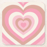 Weich rosa Herzen Rechteckiger Pappuntersetzer<br><div class="desc">Liebe Herz - Hypnotisches Herzmuster - Retro-Design in Soft Pink,  Cream White und Mocha.</div>