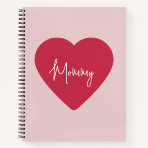 Weich rosa Hintergrund und rotes Herz - Mami   Notizbuch