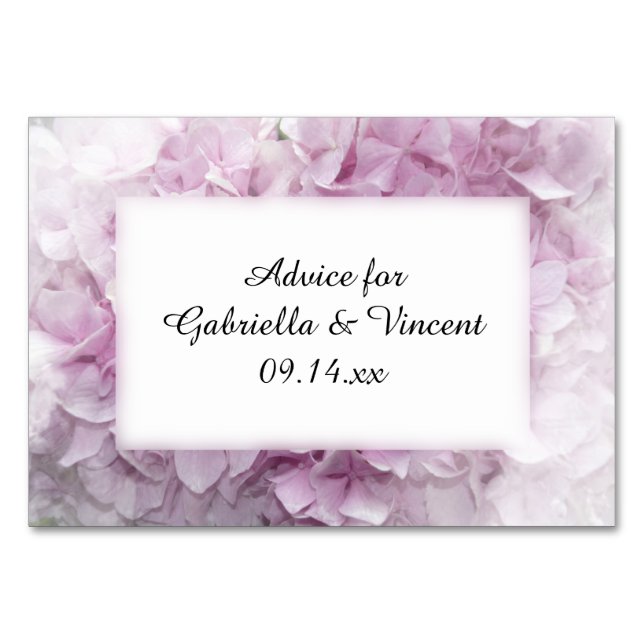 Weich rosa Hydrangea Hochzeitsratgeber Karten (Vorderseite)