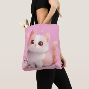 Weich rosa Kawaii Katze Tote Bag - Geschenk für Ka Tasche