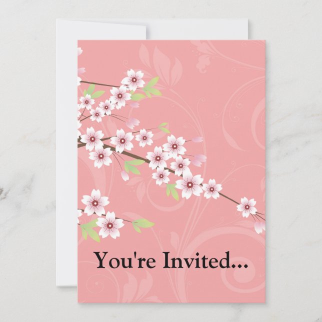 Weich rosa Kirschblossom Einladung (Vorderseite)