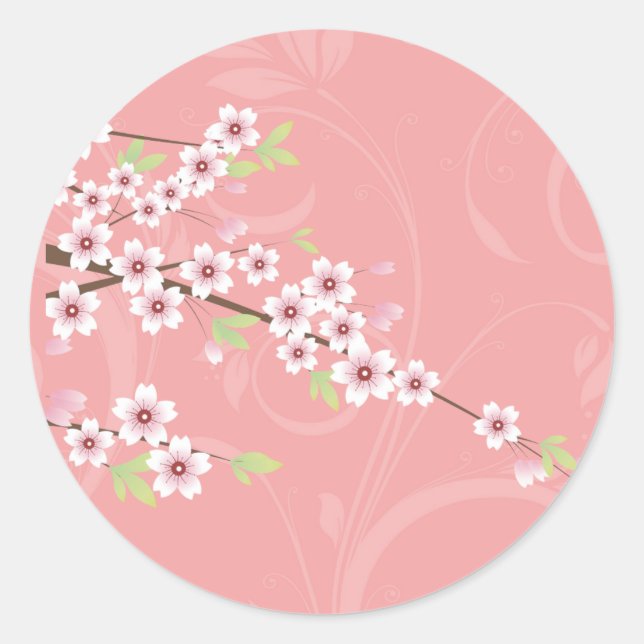 Weich rosa Kirschblossom Runder Aufkleber (Vorderseite)