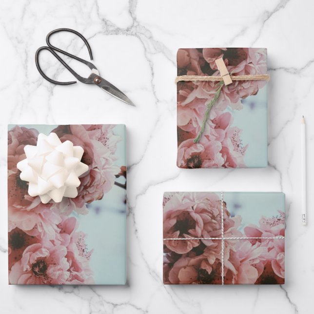 Weich rosa Kirschblossom Wrapping Paper Geschenkpapier Set (Vorderseite)