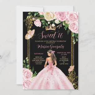 Weich rosa Kronprinzessin Girl 16 . Geburtstag Einladung