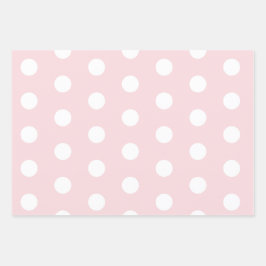 Weich rosa mit weißen Polka-Punkten Geschenkpapier Set