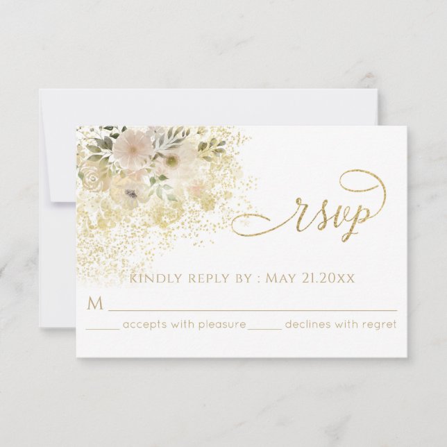 Weich rosa romantische Goldkalligraphie RSVP Karte (Vorderseite)