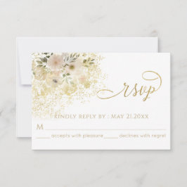 Weich rosa romantische Goldkalligraphie RSVP Karte