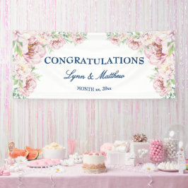 Weich rosa Rosa Elegante Blumenhochzeit Banner