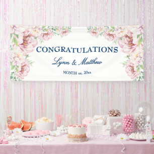 Weich rosa Rosa Elegante Blumenhochzeit Banner