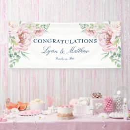 Weich rosa Rosa Elegante Blumenhochzeit Banner