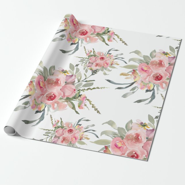 Weich rosa Rosa Elegante Hochzeit der Feminine Geschenkpapier (Ungerollt)