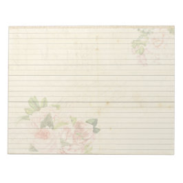 Weich rosa Rosen auf antikem Papier Notizblock