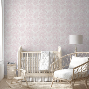 Weich rosa Rosen Kinderzimmer lose Aquarellfarben Tapete