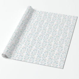 Weich rosa und blaue Blume Blätter auf Weiß Geschenkpapier