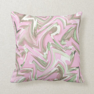 Weich rosa und grüner Watercolor abstrakt Kissen