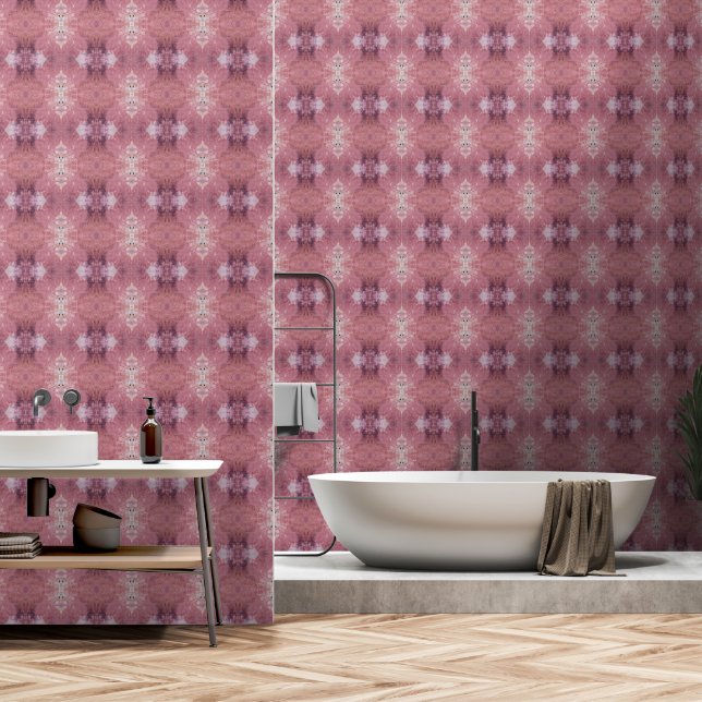 Weich rosa und lila abstraktes M-Formatmuster Tapete (Badezimmer)