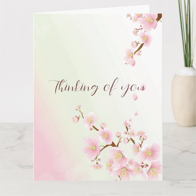 Weich rosa und weiße Kirschblüte denken Sie an Sie Dankeskarte (Vorderseite)