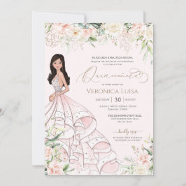 Weich rosa und weiße Rosen Elegant Luxus Quinceane Einladung