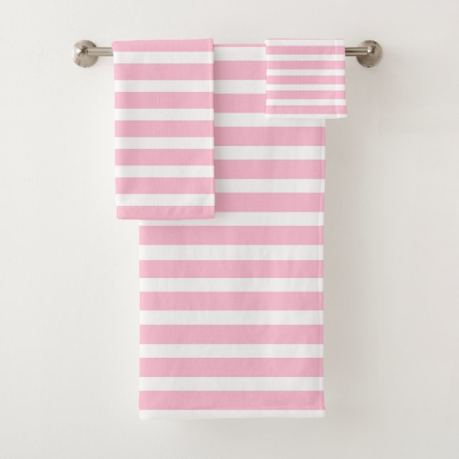 Weich rosa und weiße Streifen Badhandtuch Set (Insitu)