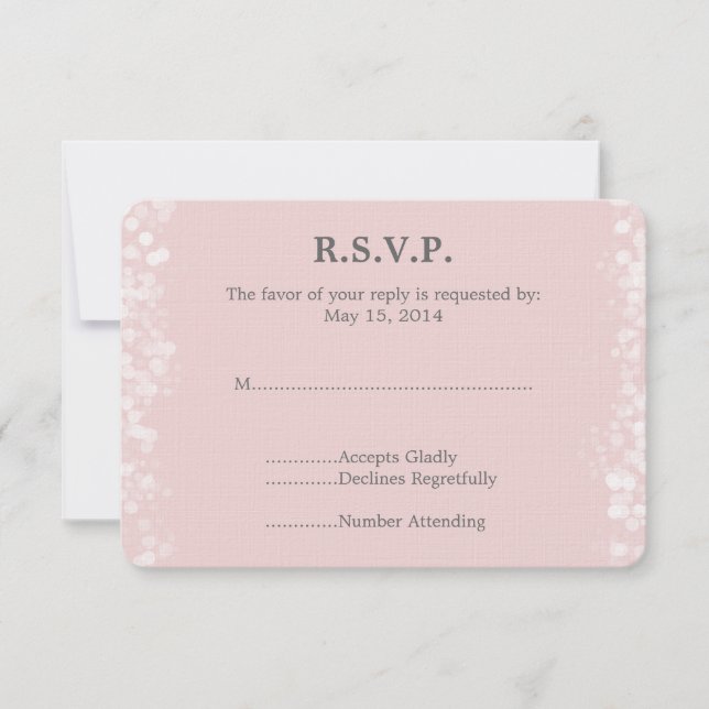 Weich rosa und weißes Bokeh Wedding RSVP (Vorderseite)