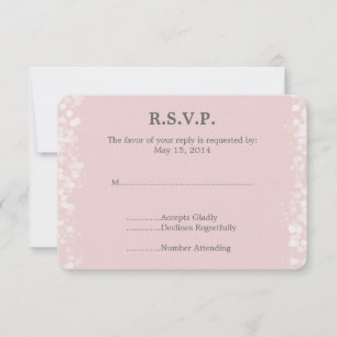 Weich rosa und weißes Bokeh Wedding RSVP Karte