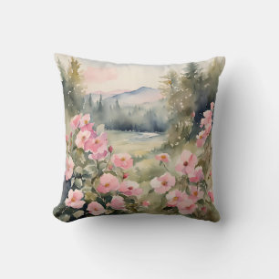 Weich rosa Wildblumen Rose Naturlandschaft Kissen