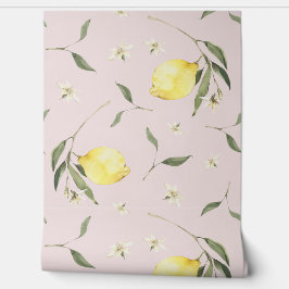 Weich rosa Zitronenfrucht Muster Tapete