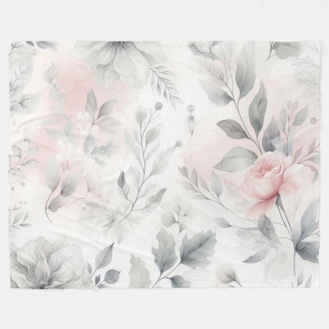 Weich rosafarbener Floral Wash Fleecedecke (Vorderseite (Horizontal))