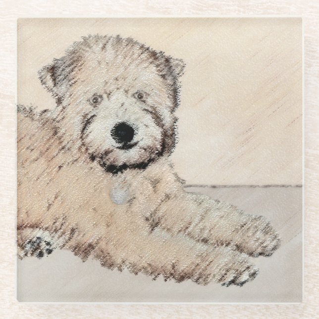 Weich überzogene Drahtgitter Terrier Malerei Origi Glasuntersetzer (Vorderseite)