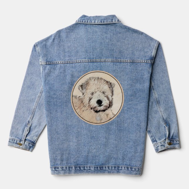 Weich überzogene Drahtgitter Terrier Malerei Origi Jeansjacke (Rückseite)
