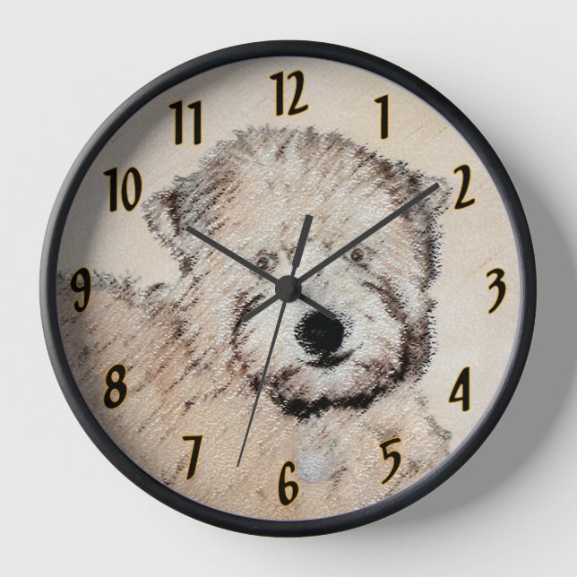 Weich überzogene Drahtgitter Terrier Malerei Origi Uhr (Vorderseite)
