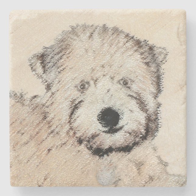 Weich überzogene Rad-Terrier-Welpe-Malerei Hunde K Steinuntersetzer (Vorderseite)