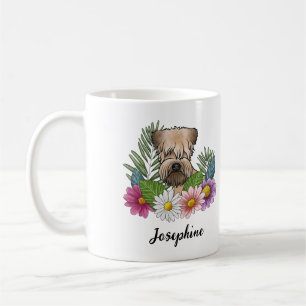 Weich überzogene Radscheibe mit Blume und Namen Kaffeetasse