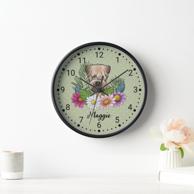 Weich überzogene Radscheibe mit Blume und Namen Uhr (Zuhause)